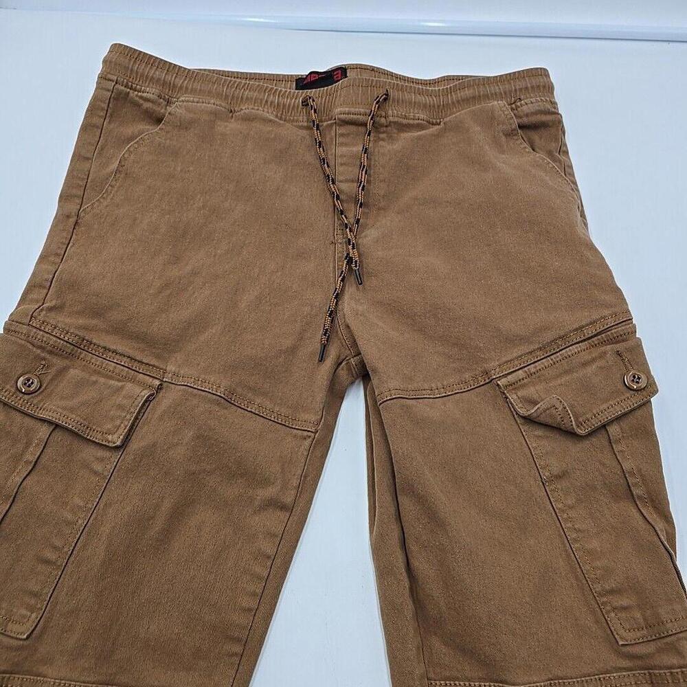 Mecca Men's Cargo Jogger Y2K Elastic Ankle‎ 90's Tan Pockets Large Pants - Picture 7 of 11
